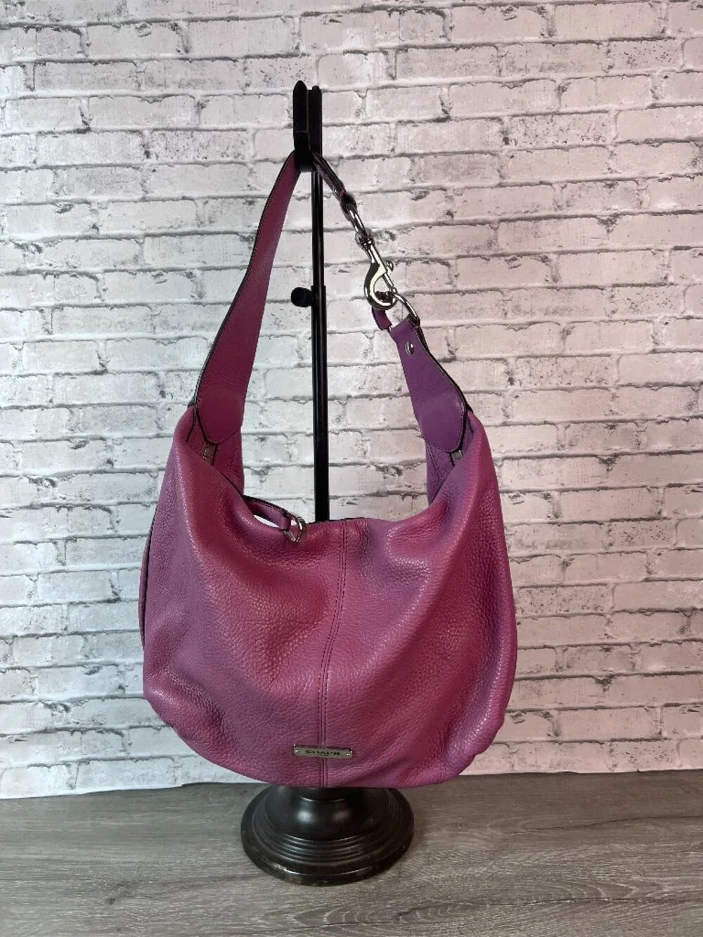 Coach Avery Pebbled Leather Hobo Bag - F23960 - Purple/Pink